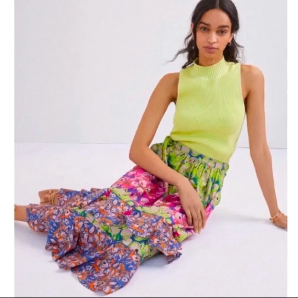 Anthropologie Roopa Pemmaraju Villa Tiered Midi Skirt. Size S